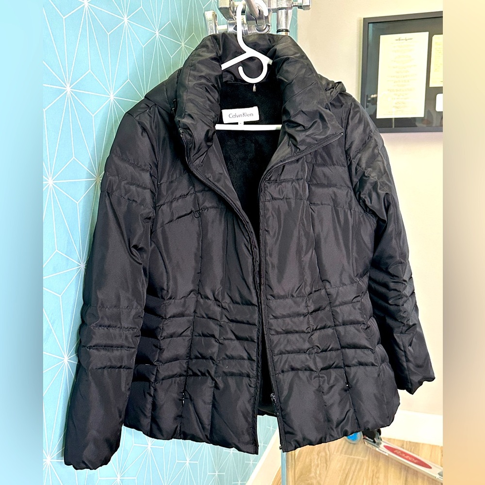 Calvin klein XL puffer faux fur lined hooded jacket